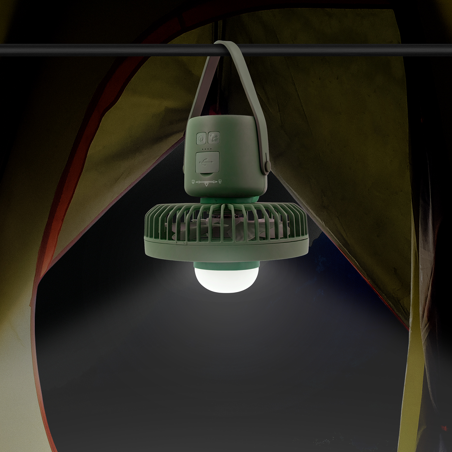 Rechargeable Camping Fan with LED Light – Image 2